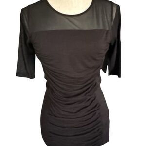 INC International Concepts Black Elbow Length Sleeved Top